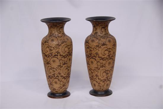 Appraisal: PAIR DAULTON LAMBETH VASES Late th c English Lace impressed