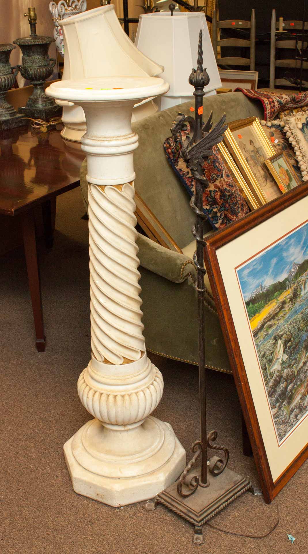 Appraisal: Griffin decorated floor lamp and plaster column