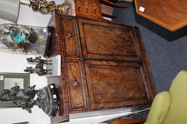 Appraisal: A WILLIAM IV MAHOGANY SIDE CABINET with two frieze drawers