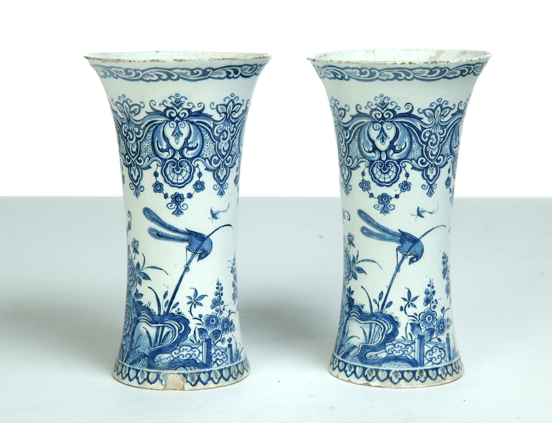 Appraisal: PAIR OF DELFT VASES Netherlands st half- th century Exotic