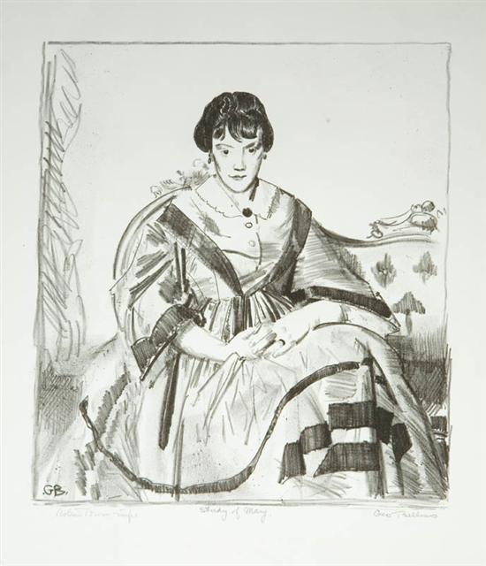 Appraisal: STUDY OF MARY BY GEORGE WESLEY BELLOWS OHIO - Lithograph