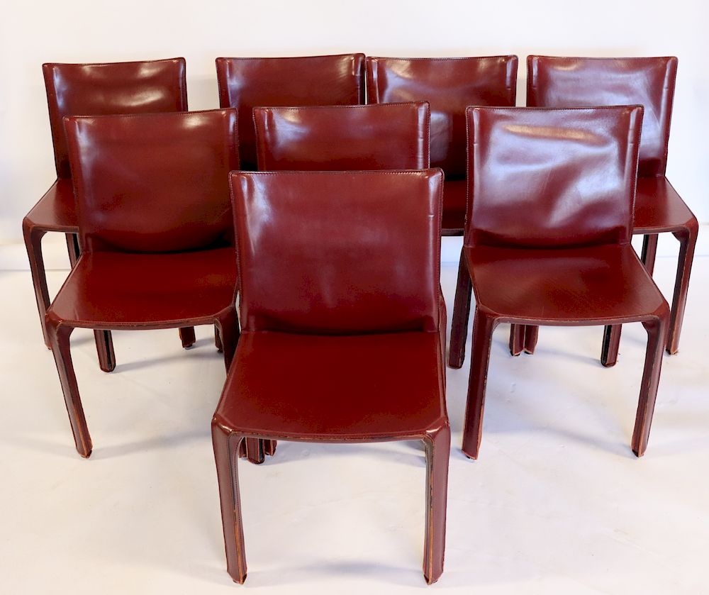 Appraisal: Set Of Mario Bellini Leather Cab Chairs Signed Cassina on