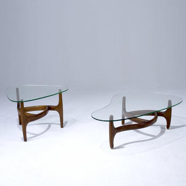 Appraisal: STYLE OF KAGAN Freeform coffee table together with a matching