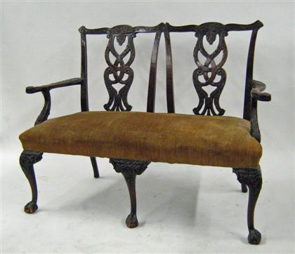 Appraisal: George II style mahogany carved double chairback settee The backrest