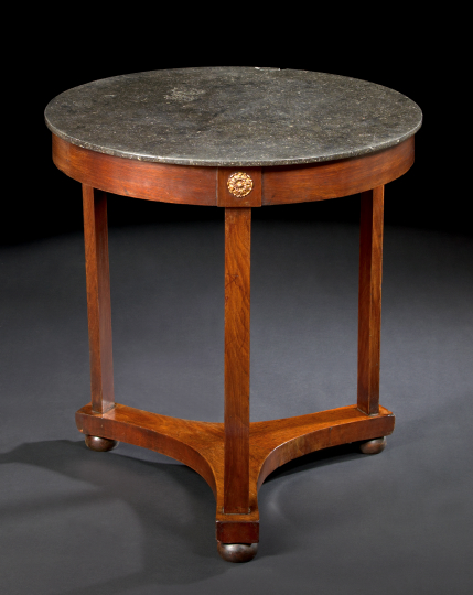 Appraisal: Louis-Philippe-Style Ormolu-Mounted Mahogany and Marble-Top Center Table the circular Petit