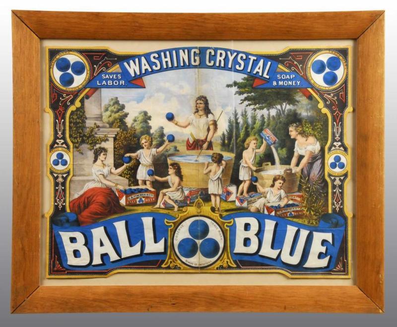 Appraisal: Paper Washing Crystal Ball Blue Soap Sign Description Has folding