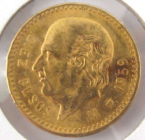 Appraisal: MEXICO DIEZ TEN PESOS GOLD COIN official restrike containing troy