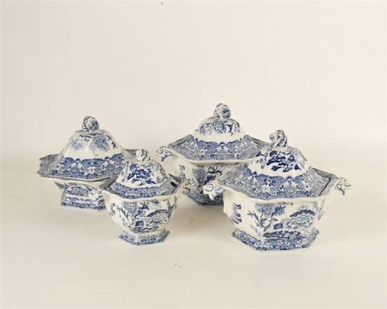 Appraisal: Four Mason's and Ashworth Bros Ironstone Lidded Tureens blue white