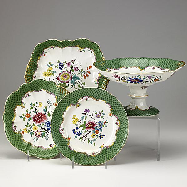 Appraisal: IRONSTONE DESSERT SETComprised of compote ten plates and four serving