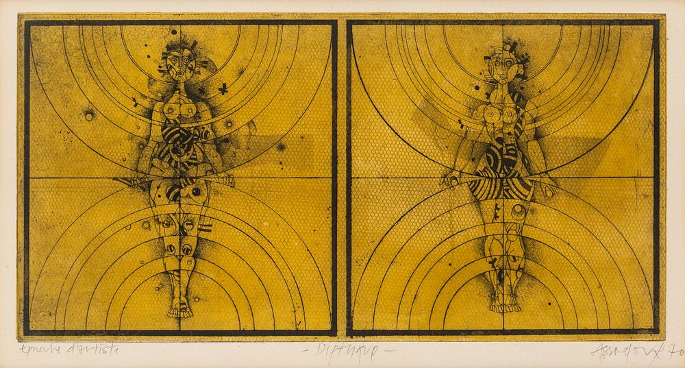 Appraisal: ASSADOUR BEZDIKIAN LEBANESE B ASSADOUR BEZDIKIAN LEBANESE B Diptyque etching