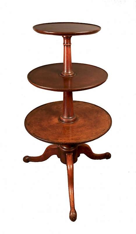 Appraisal: English George III Mahogany Dumbwaiter Three tray molded tiers raised