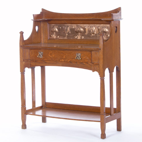 Appraisal: BRITISH ARTS CRAFTS Washstand with shaped legs a single drawer