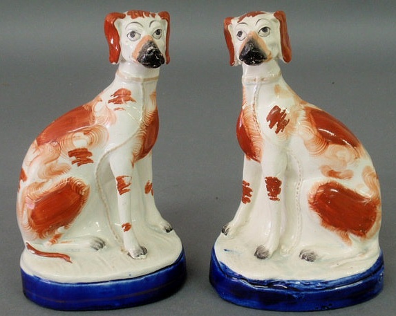 Appraisal: Rare pair of Staffordshire seated lurcher dogs c h x