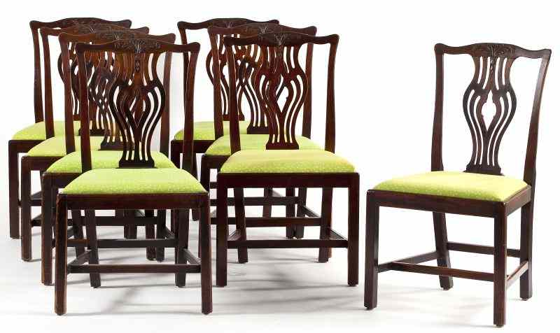 Appraisal: Set of Eight English Dining Chairs period Chippendale and custom