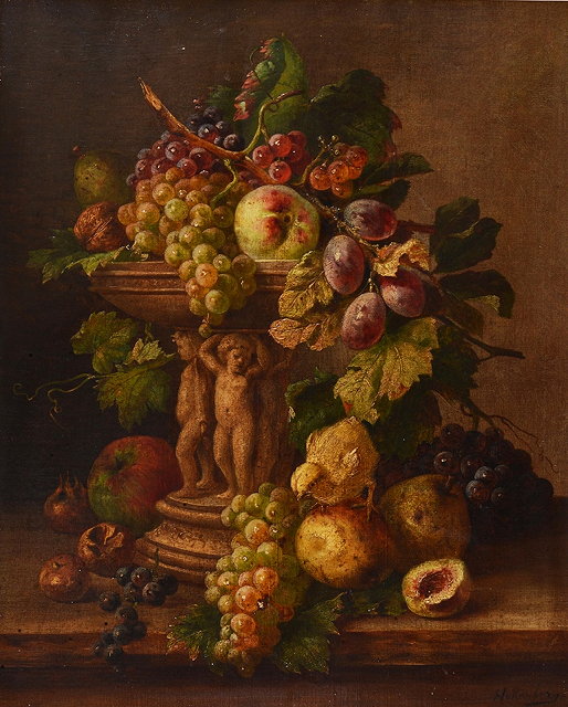 Appraisal: FRANZ HOHENBERGER - Still life - Tazza with mixed fruit