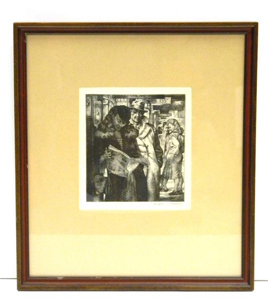 Appraisal: Douglas Gorsline American - ''Express Stop'' etching signed in pencil