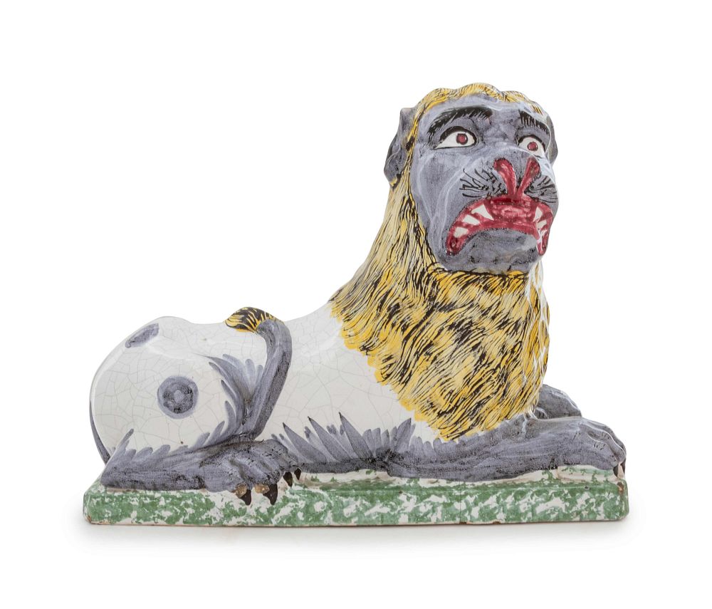 Appraisal: A Luneville Faience Lion A Luneville Faience Lion Late th