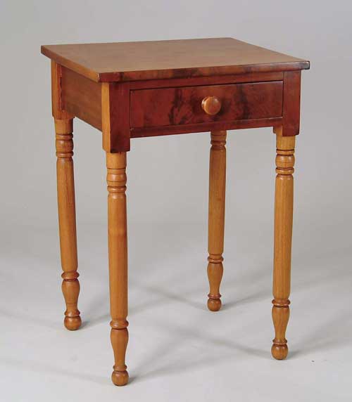 Appraisal: SHERATON MAPLE AND MAHOGANY ONE DRAWER STAND Mahogany veneered front