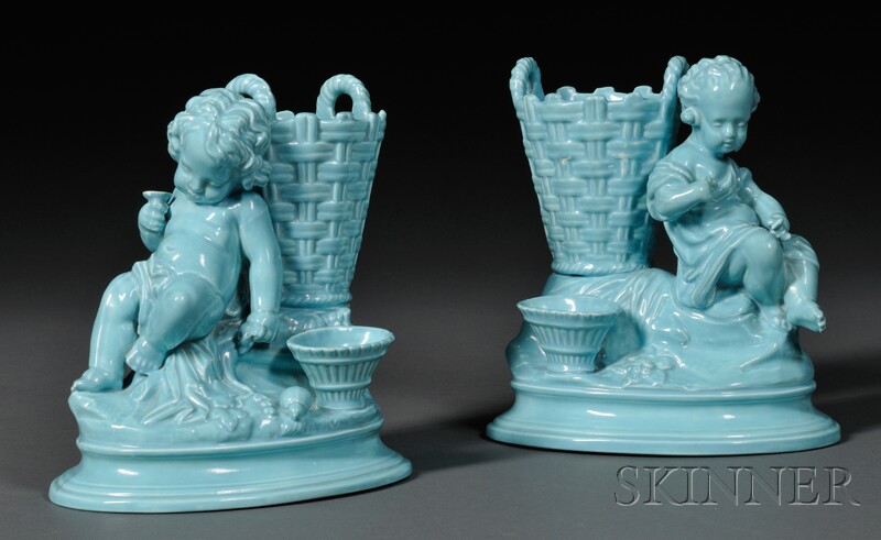 Appraisal: Pair of Wedgwood Turquoise-glazed Earthenware Figures England c each modeled