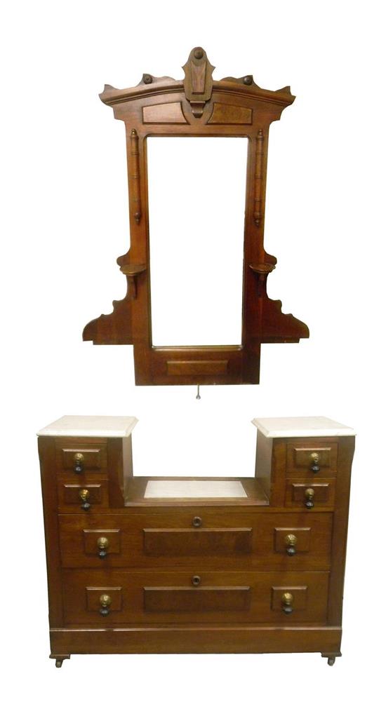 Appraisal: Victorian marble top step down bureau with attached mirror candle