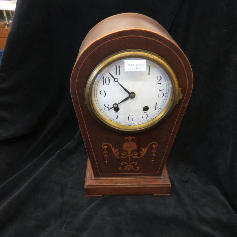 Appraisal: New Haven Mantle Clock inlaid mahogany case dome top tall