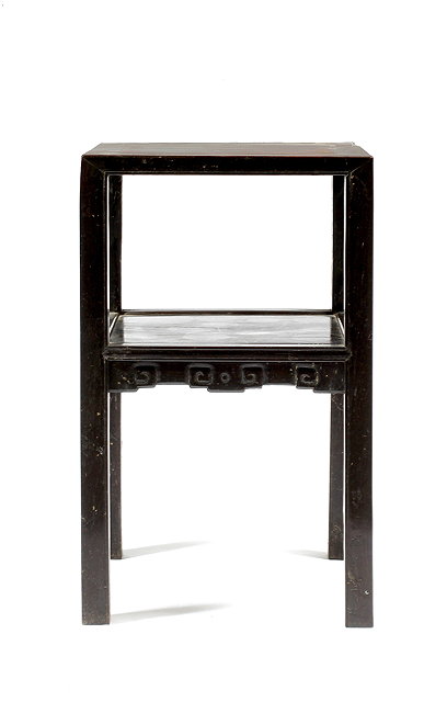 Appraisal: A Chinese hardwood square urn stand th Centurywith shelf below