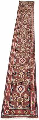 Appraisal: A Mahal Style Runner Thick wool on cotton weft brown