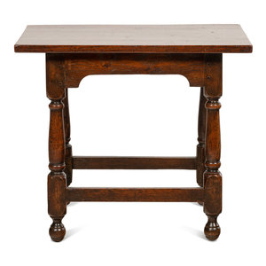 Appraisal: A William and Mary Style Oak Side Table th Century