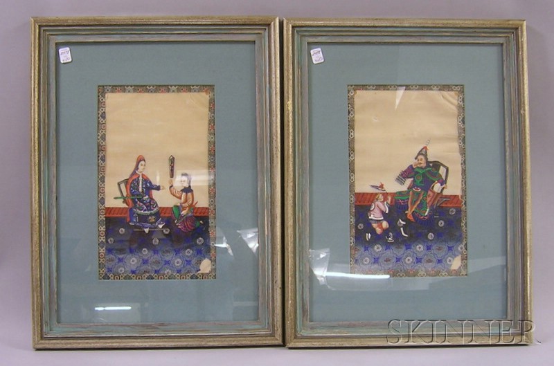 Appraisal: Two Framed Asian Rice Paper Drawings framed and matted as