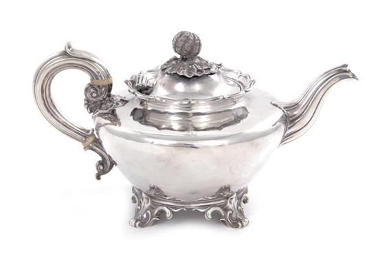 Appraisal: William IV sterling teapot by Barnard London dated melon and