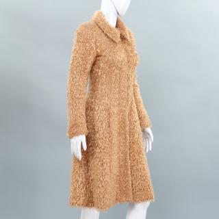 Appraisal: Chanel Couture fuzzy gold wool coat Chanel Couture fuzzy gold