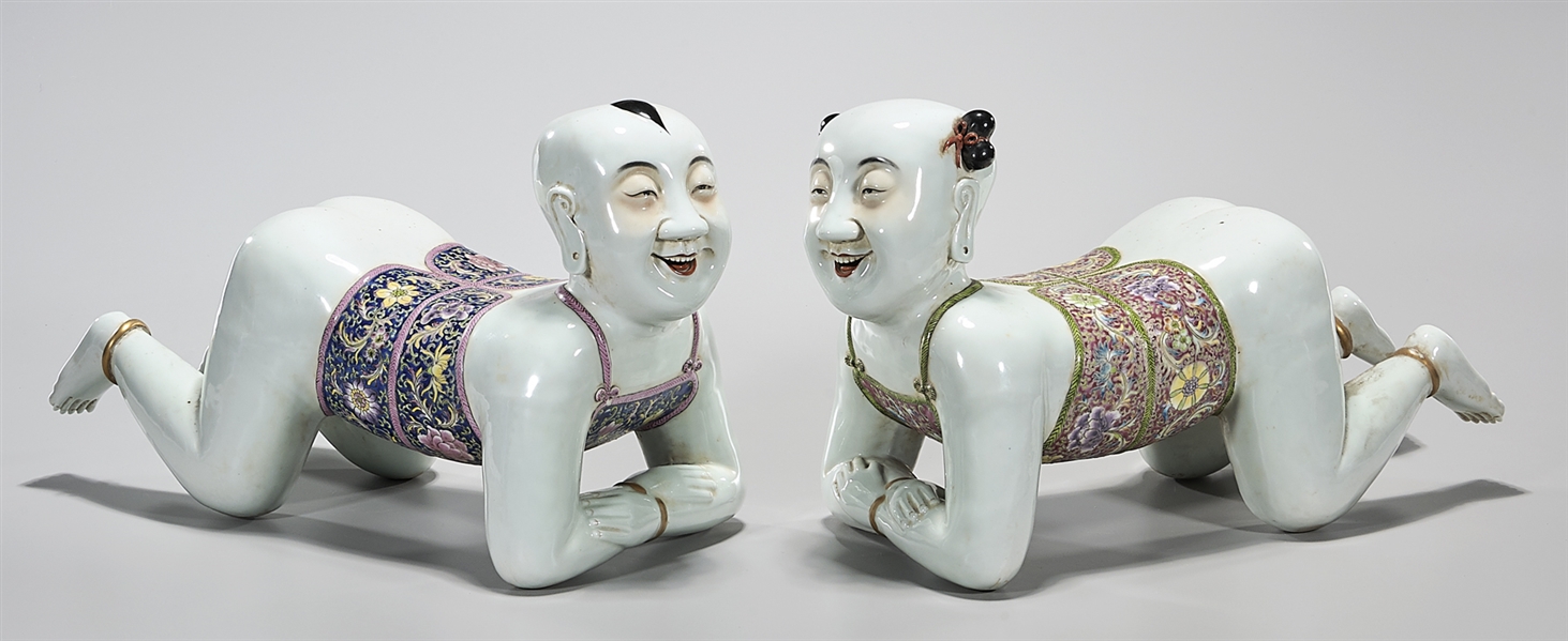 Appraisal: Pair of Chinese porcelain child figures x x each approx