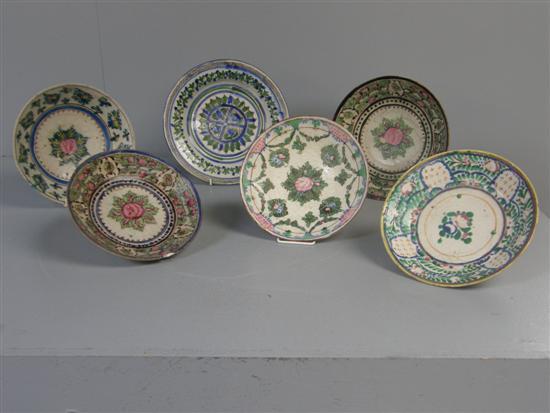 Appraisal: Six Eastern pottery dishes th th century each painted in