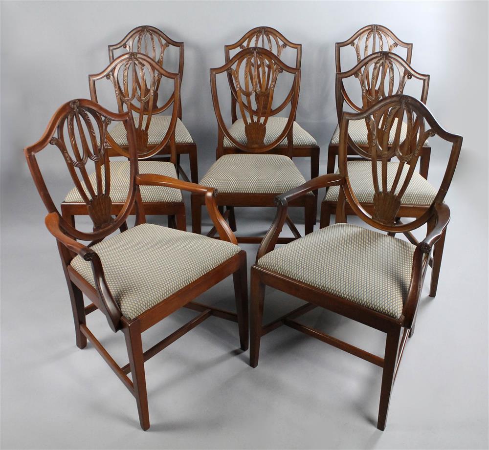 Appraisal: SET OF EIGHT FEDERAL STYLE SHIELD BACK MAHOGANY CHAIRS INCLUDING