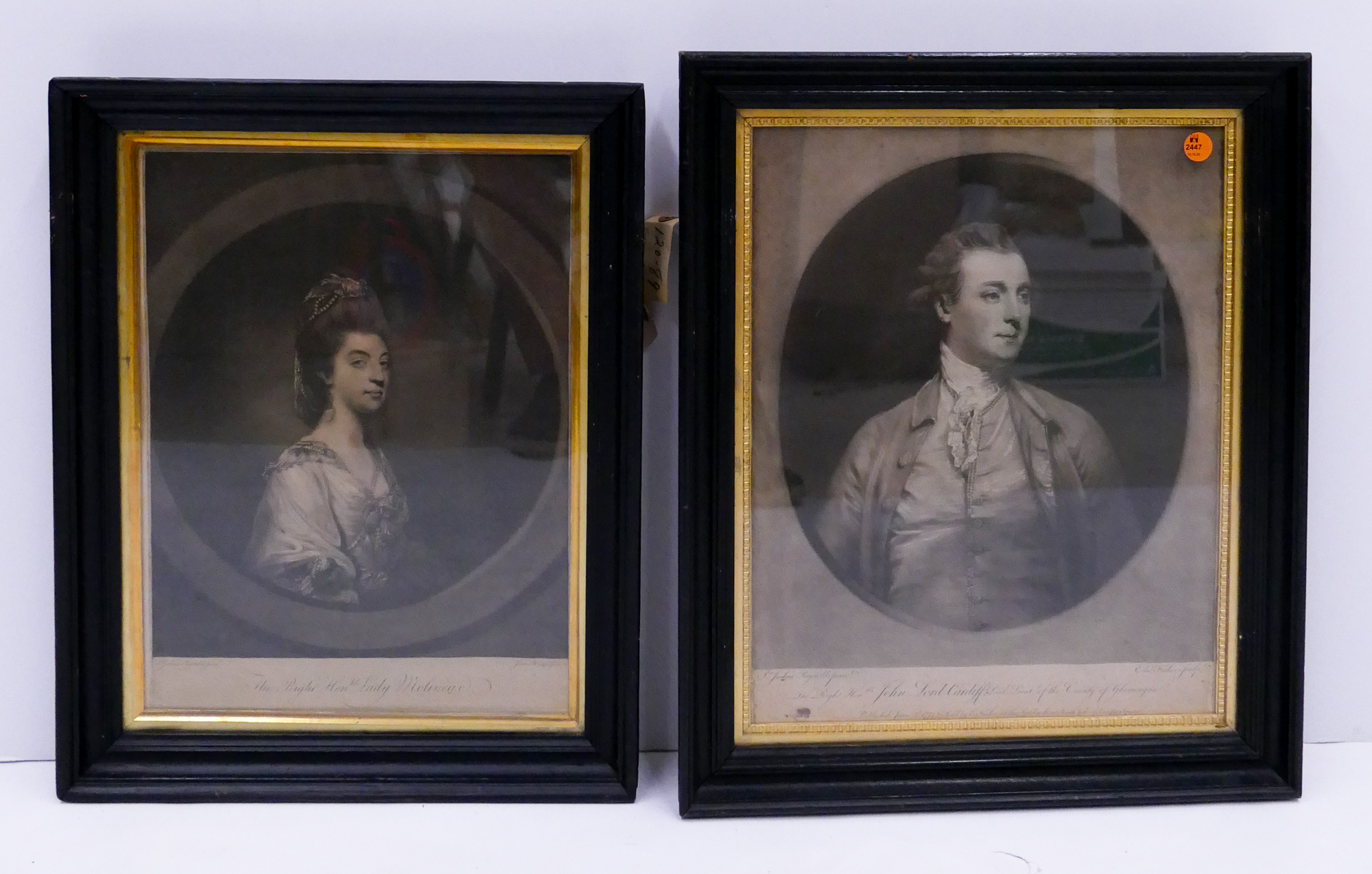 Appraisal: Pair Antique Joshua Reynolds Portrait Engravings of Lord Cardiff Lady