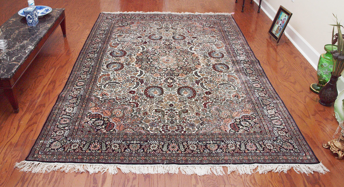 Appraisal: SILK PAKISTANI HAND KNOTTED RUG ' x ' Fine overall