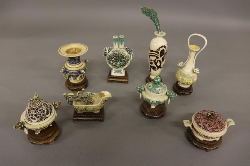 Appraisal: Rare Chinese set of eight delicate bone carved scholar items