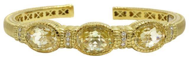 Appraisal: Estate kt yellow gold and diamond hinged bracelet Judith Ripka