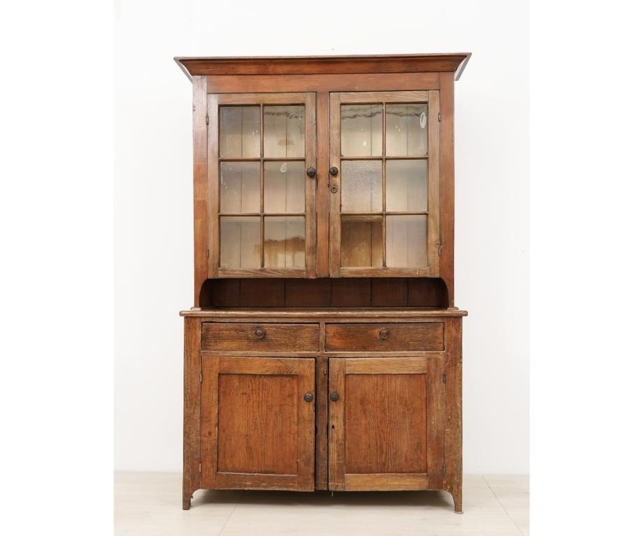 Appraisal: Pennsylvania pine two-piece Dutch cupboard circa h x w x