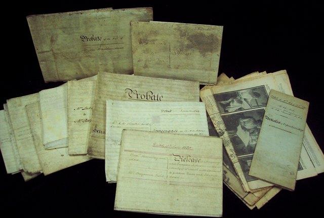 Appraisal: A quantity of th Century deeds and some World War