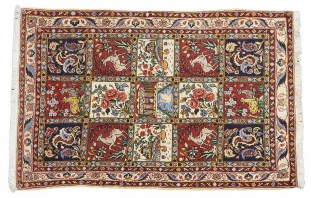 Appraisal: HAND-TIED PERSIAN BAKHTIARI WOOL RUG ' X ' Hand-tied Persian