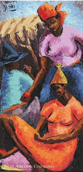 Appraisal: Petion Savain Haitian - a pair of paintings including Women