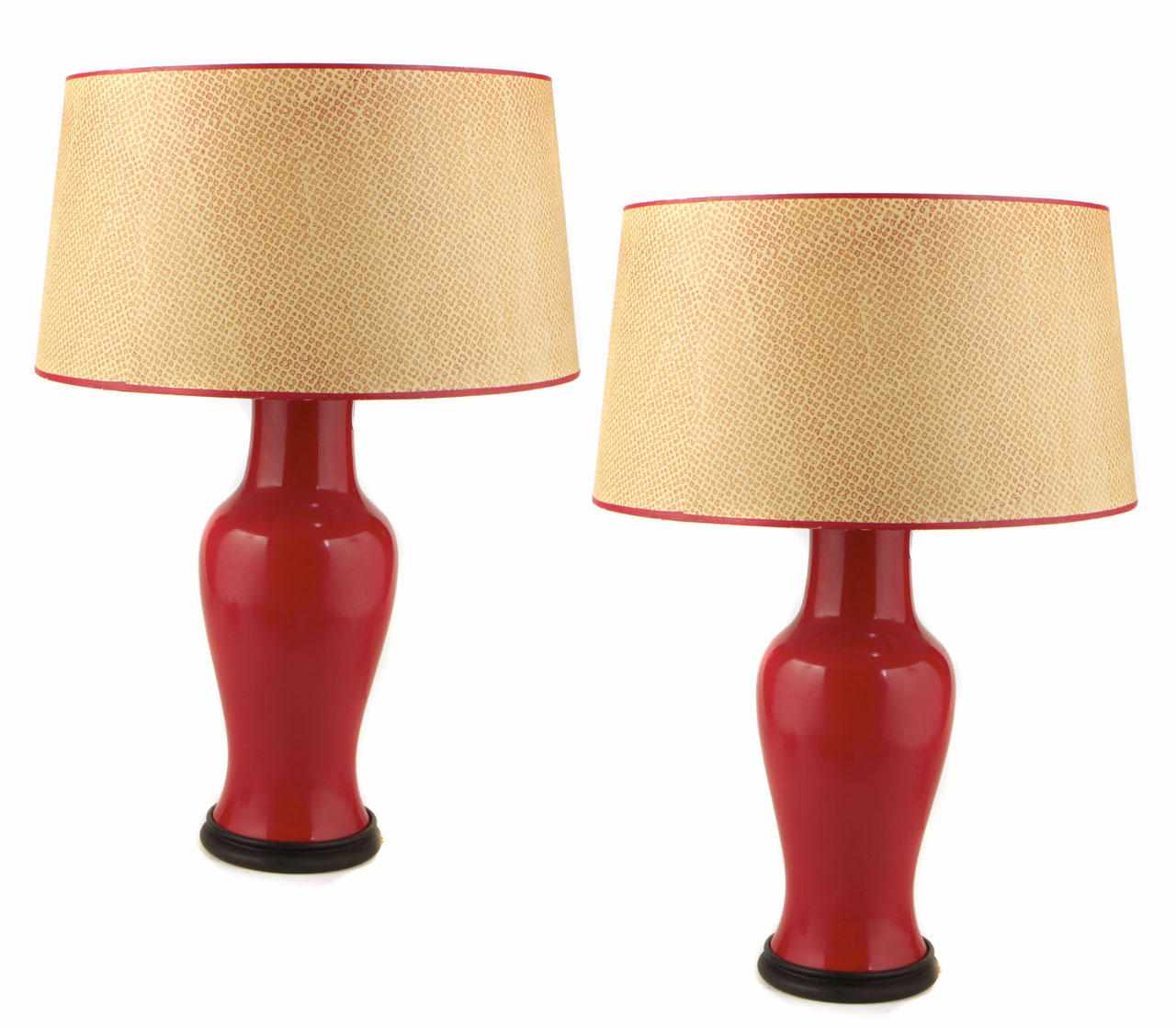 Appraisal: A pair of Chinese red vases mounted as table lamps