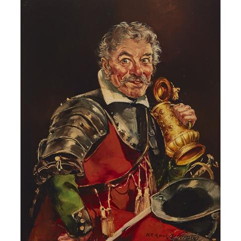 Appraisal: Kerner Gruber th th Century MUSKATEER WITH A TANKARD OF