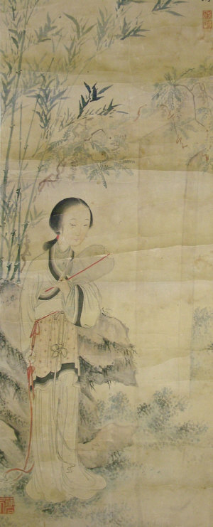 Appraisal: A Chinese Scroll Painting early-mid th century depicting a lady