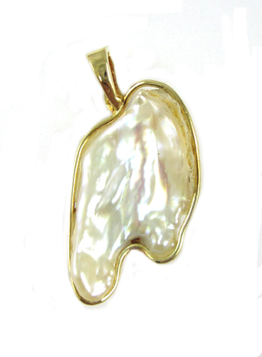 Appraisal: PEARL AND FOURTEEN KARAT GOLD PENDANT with a large baroque