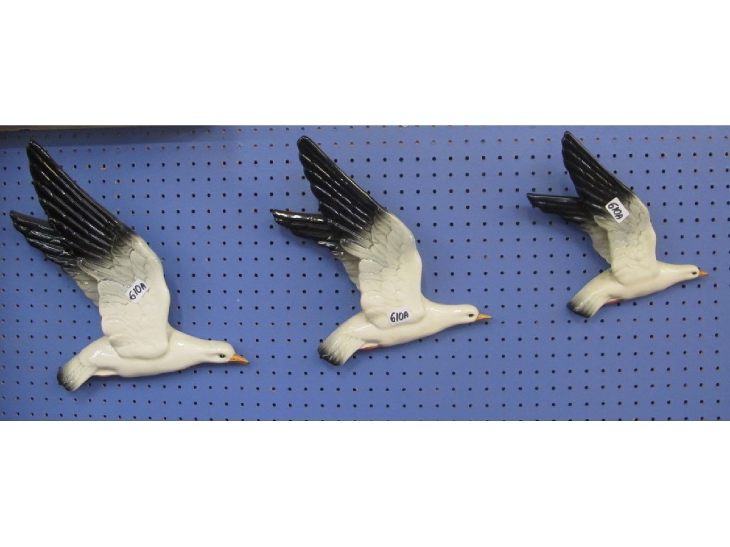 Appraisal: Three Beswick flying seagulls