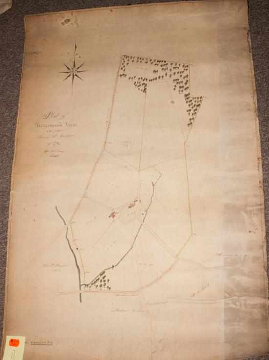 Appraisal: Map Hand-drawn plat ''Ravenwood Farm'' along the present-day Alameda north