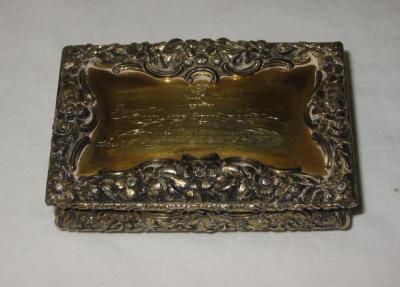 Appraisal: A WILLIAM IV GILDED SNUFF BOX of oblong form the