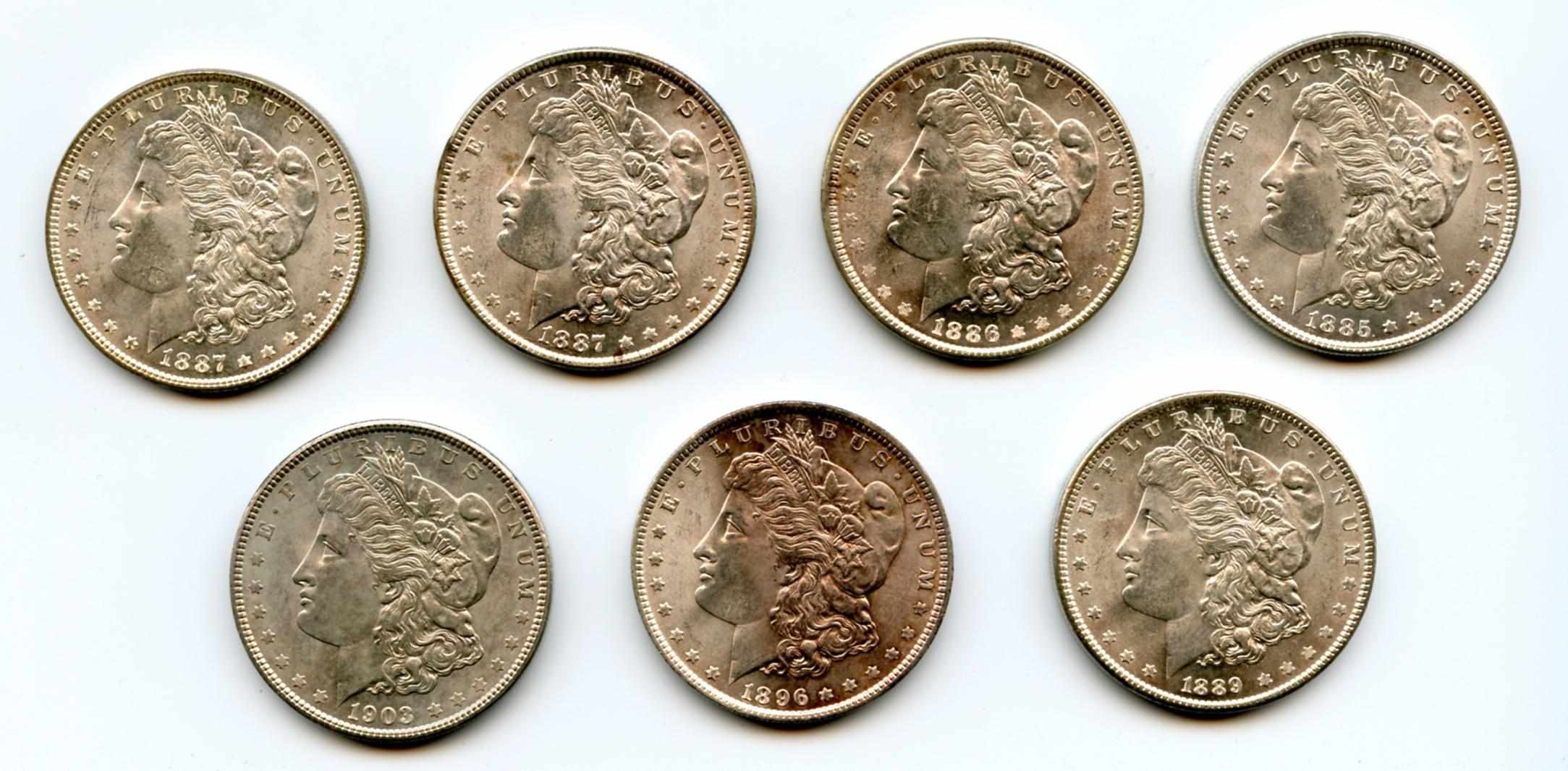 Appraisal: Philadelphia Morgan Included are and a All are Brilliant Uncirculated